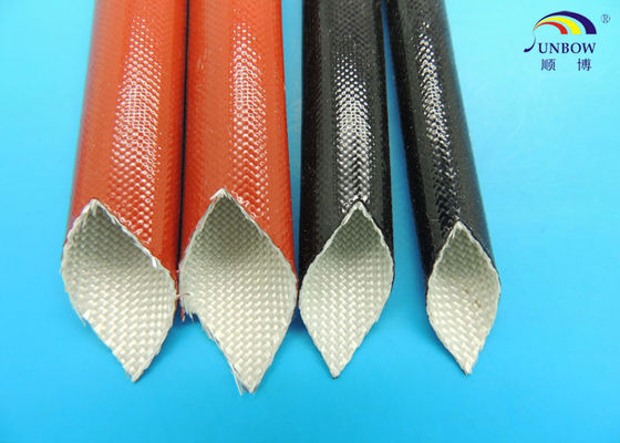 中国 黒い拡張できるガラス繊維は非アルカリのガラス繊維ヤーンとスリーブを付けることを編みました サプライヤー